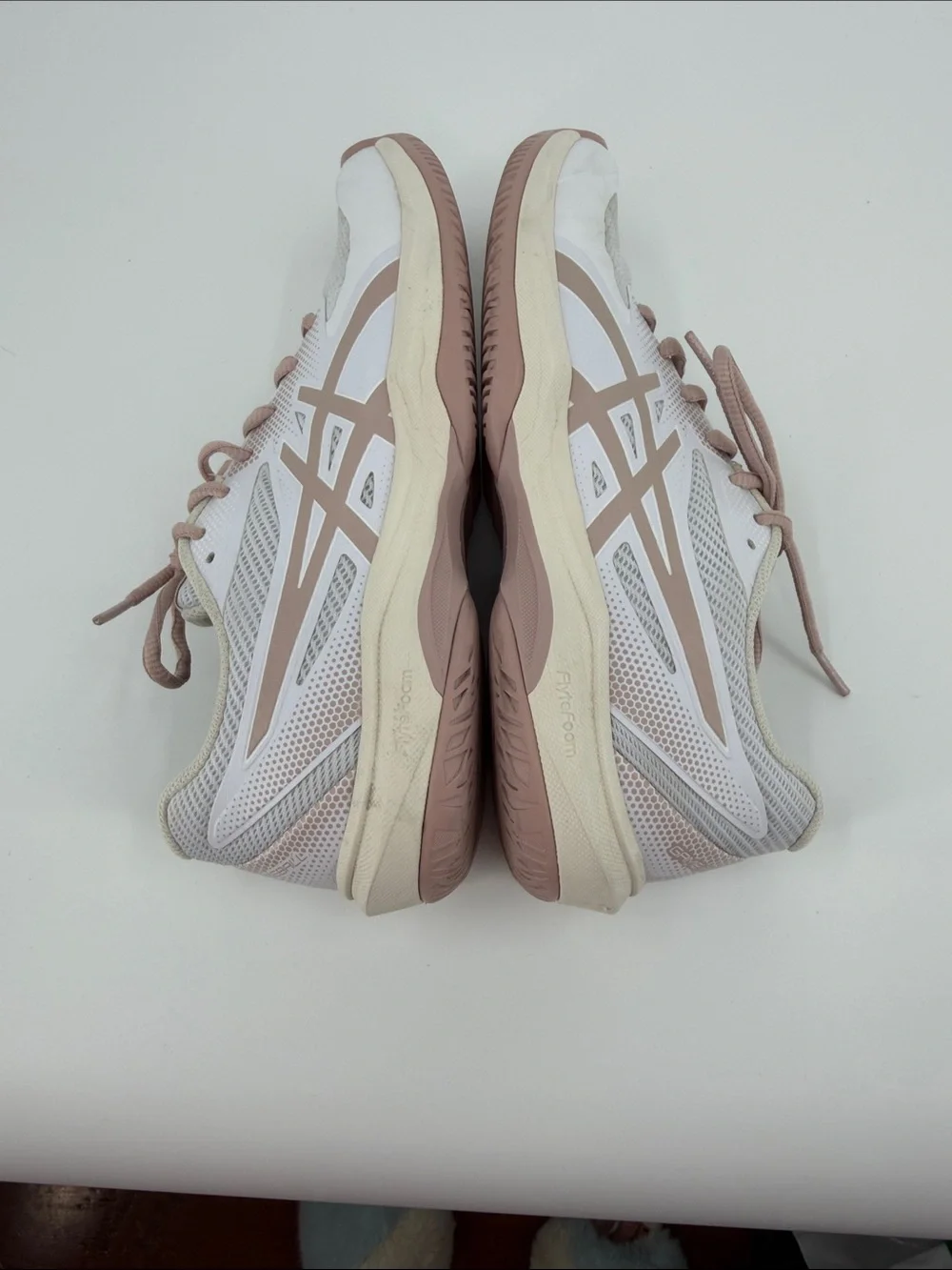 ASICS Game FF Pickleball shoes in white with neutral pink accents